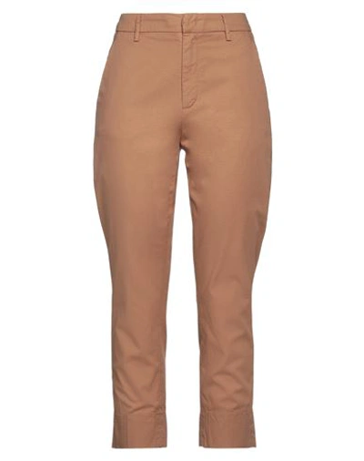 Dondup Woman Pants Camel Size 26 Cotton, Elastane In Beige