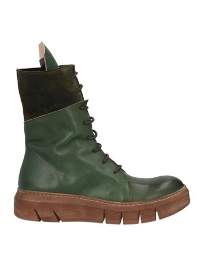1725.a Woman Ankle Boots Dark Green Size 11 Soft Leather