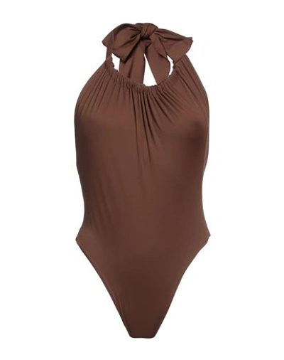 Federica Tosi Woman One-piece Swimsuit Brown Size M Polyamide, Elastane