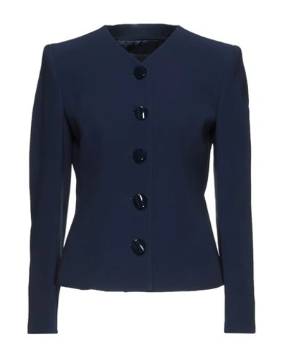 Giorgio Armani Woman Suit Jacket Blue Size 8 Silk