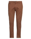 Officina 36 Man Pants Brown Size 32 Cotton, Elastane