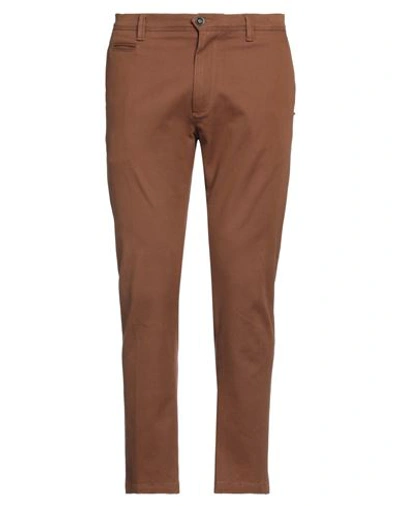 Officina 36 Man Pants Brown Size 32 Cotton, Elastane