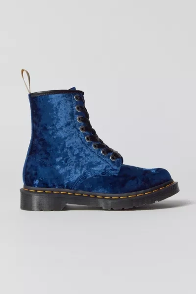 Dr. Martens' 1460 Vegan Crushed Velvet Boot In Blue, Women's At Urban Outfitters