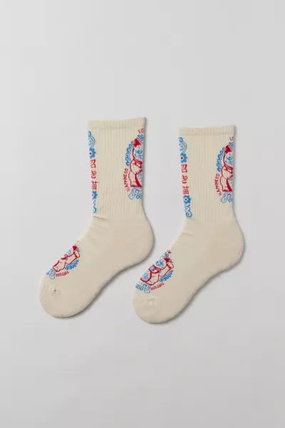 Urban Outfitters Lucky Cat Crew Sock In Cream, Men's At