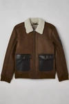 LEVI'S FAUX SHEARLING FLIGHT JACKET IN BROWN, MEN'S AT URBAN OUTFITTERS