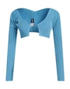 Jacquemus Pralù Logo-plaque Cropped Cardigan In Blue
