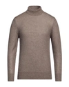 Tagliatore Man Turtleneck Khaki Size 44 Merino Wool, Cotton, Nylon, Wool In Beige