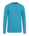 Drumohr Man Sweater Turquoise Size 40 Cotton In Blue