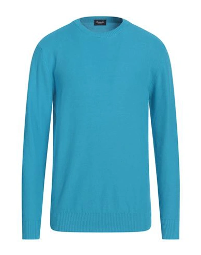 Drumohr Man Sweater Turquoise Size 40 Cotton In Blue