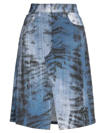 Just Cavalli Woman Mini Skirt Blue Size 10 Cotton, Elastane