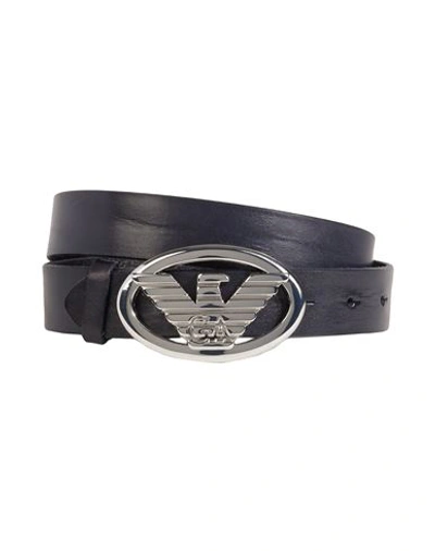 Emporio Armani Woman Belt Midnight Blue Size 36 Bovine Leather