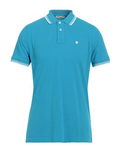 Andrea Fenzi Man Polo Shirt Azure Size 40 Cotton In Blue