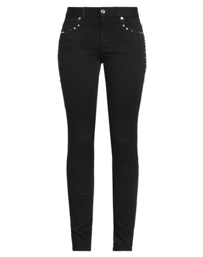 Just Cavalli Woman Jeans Black Size 26 Cotton, Elastomultiester, Elastane, Aluminum, Glass