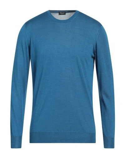 Drumohr Man Sweater Blue Size 44 Silk