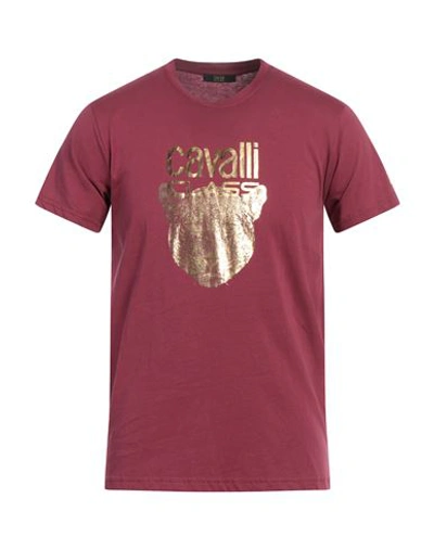 Cavalli Class Man T-shirt Burgundy Size Xxl Cotton In Red