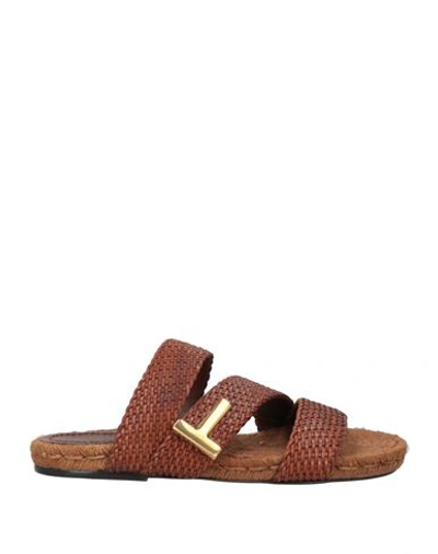 Tom Ford Man Sandals Brown Size 8 Soft Leather