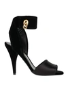 Tom Ford Woman Sandals Black Size 8.5 Viscose, Silk, Zamak, Brass