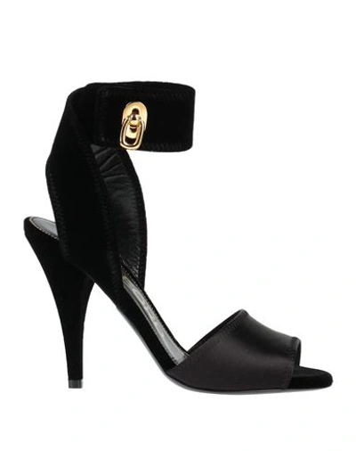 Tom Ford Woman Sandals Black Size 8.5 Viscose, Silk, Zamak, Brass