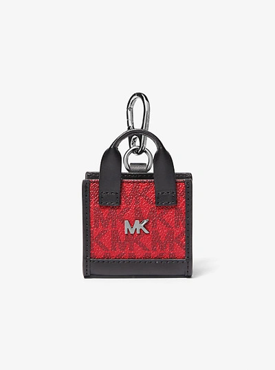 Michael Kors Micro Signature Logo Case For Apple Airpods Pro® In Red