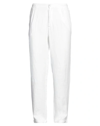 Alpha Studio Man Pants White Size 44 Linen