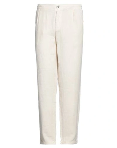 Alpha Studio Man Pants Ivory Size 42 Linen In White