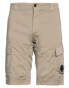 C.p. Company Twill Stretch Utility Shorts Cobblestone In Beige