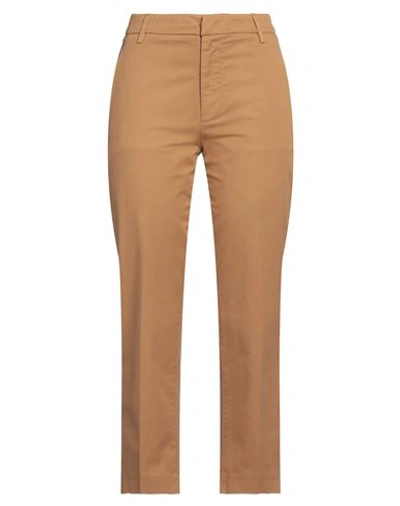 Dondup Woman Pants Camel Size 31 Cotton, Elastane In Beige