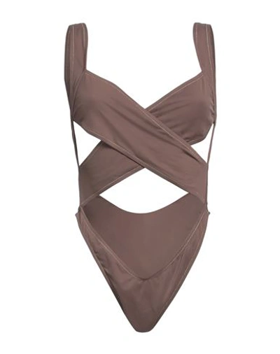 Reina Olga Woman One-piece Swimsuit Cocoa Size 3 Polyamide, Elastane In Brown