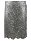 Aspesi Floral Perforated Asymmetric Skirt In Grey