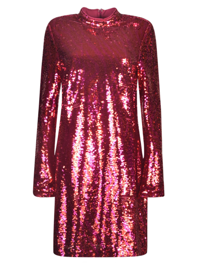Chiara Ferragni Sequin-coated Dress In Pink/red