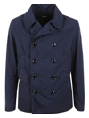 Aspesi Double-breasted Straight-hem Jacket In Blue