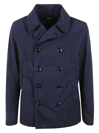 Aspesi Double-breasted Straight-hem Jacket In Navy