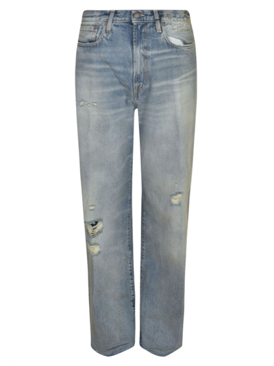R13 Straight Distressed Jeans In Blue