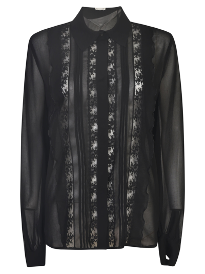 P.a.r.o.s.h Laced Front Blouse In Nero