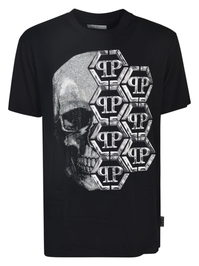 Philipp Plein Logo-print Skull Cotton T-shirt In Black