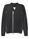 Sacai Womens Black Relaxed-fit Round-neck Shell Jacket In Black