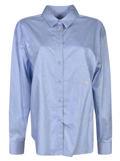 Chiara Ferragni Long-sleeved Glittered Shirt In Blue
