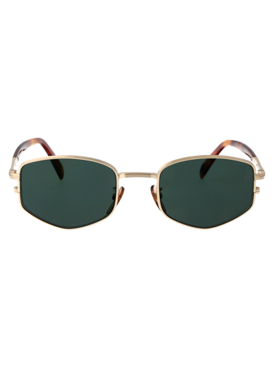 Db Eyewear By David Beckham Db Oval Aviator Metal Sunglasses In Gold,green