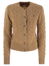 Polo Ralph Lauren Wool And Cashmere Cable Cardigan In Camel