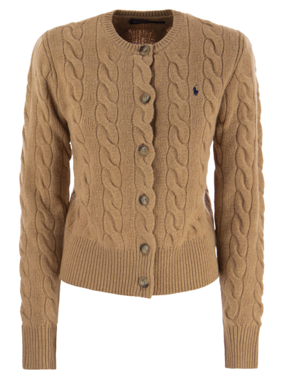 Polo Ralph Lauren Wool And Cashmere Cable Cardigan In Collectioncamelmelange