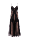 Alberta Ferretti Lace Long Dress With Silk Blend Petticoat In Black