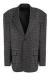 Balenciaga Tailored Single-breasted Houndstooth Blazer In Grey
