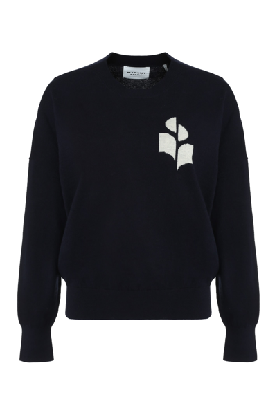Marant Etoile Marisans Wool-cotton Blend Crew-neck Sweater In Blue