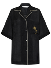 Palm Angels Soire? Logo-embroidered Button-up Shirt In Black