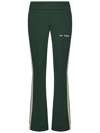 Palm Angels Flared Joggers With Contrasting Side Band In Green