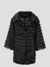Alberta Ferretti Long-sleeves Fringed Jacket In Black