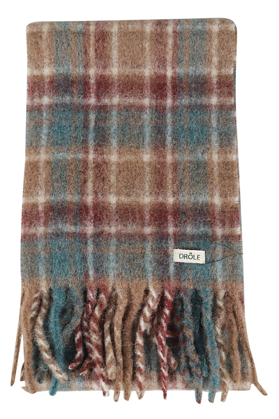 Drôle De Monsieur Plaid Check-pattern Fringed Scarf In Brown