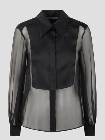 Alberta Ferretti Long-sleeves Silk Shirt In Black