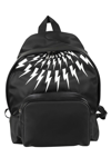 NEIL BARRETT FAIR ISLE THUNDERBOLT NYLON TWILL LEATHER CITY BACKPACK