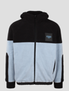 Fendi Men Fleece Sweatshirt With Frontal Logo Patch In Blue